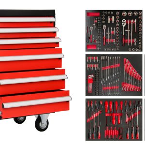 CARRO FERRAMENTA 201PCS C/ 6 GAVETAS VERMELHO HRC201V